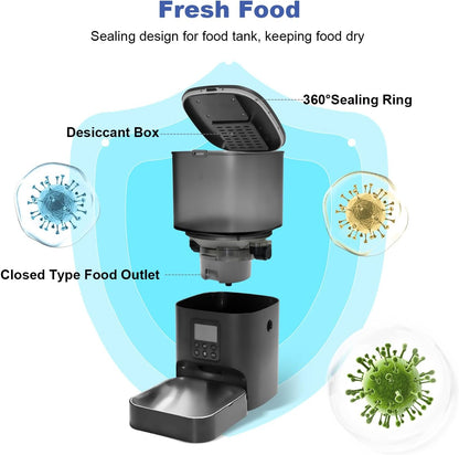 ANDOLL HOME Automatic Cat Feeder, 4L Cat Food Dispenser with 10s Voice Recorder, Pet Feeder up to 8 Meals per Day, Timed Dog Feeder with Dry Food Sealed Ring