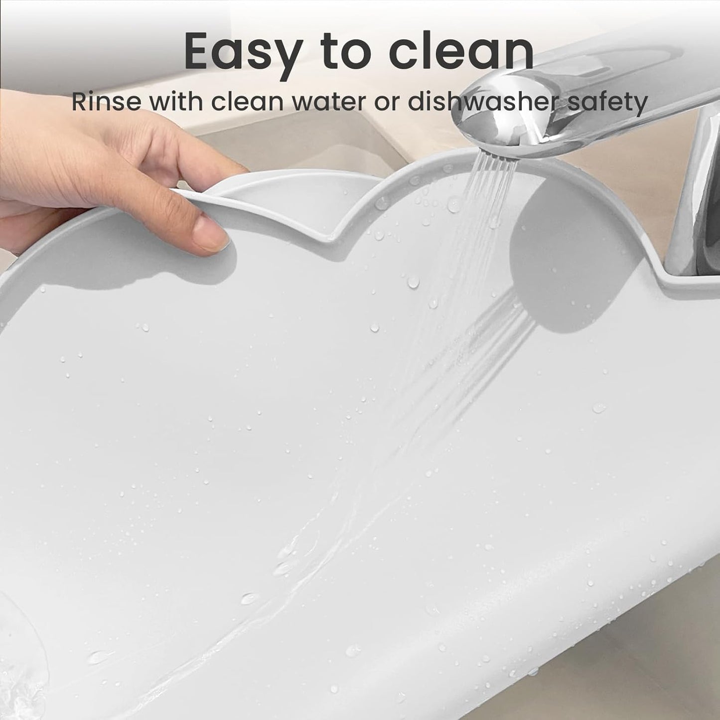 Ptlom Silicone Pet Placemat for Dogs and Cats, Non-Slip Waterproof Dog Feeding Bowl Mats for Food and Water, Small Medium Large Pet Puppy Tray Mat Prevent Residues from Spilling onto The Floor, Beige