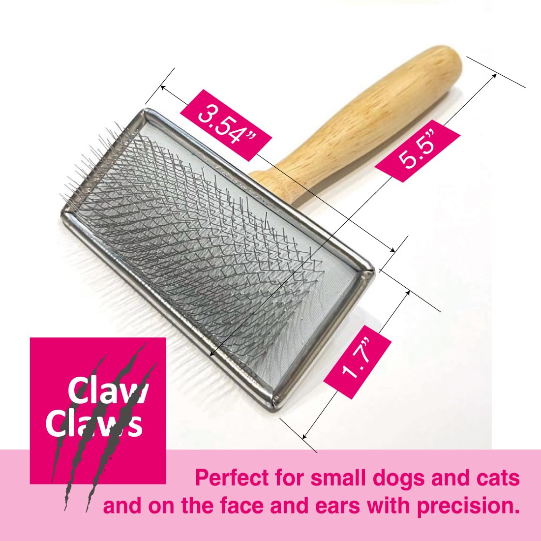 Pet Slicker Brush for Medium Dogs, Wooden Handle with Stainless Steel Soft Pins, Gently Remove Tangled, Loose Undercoat and Mats Hair, Pet Grooming Brush Tool (6.6")