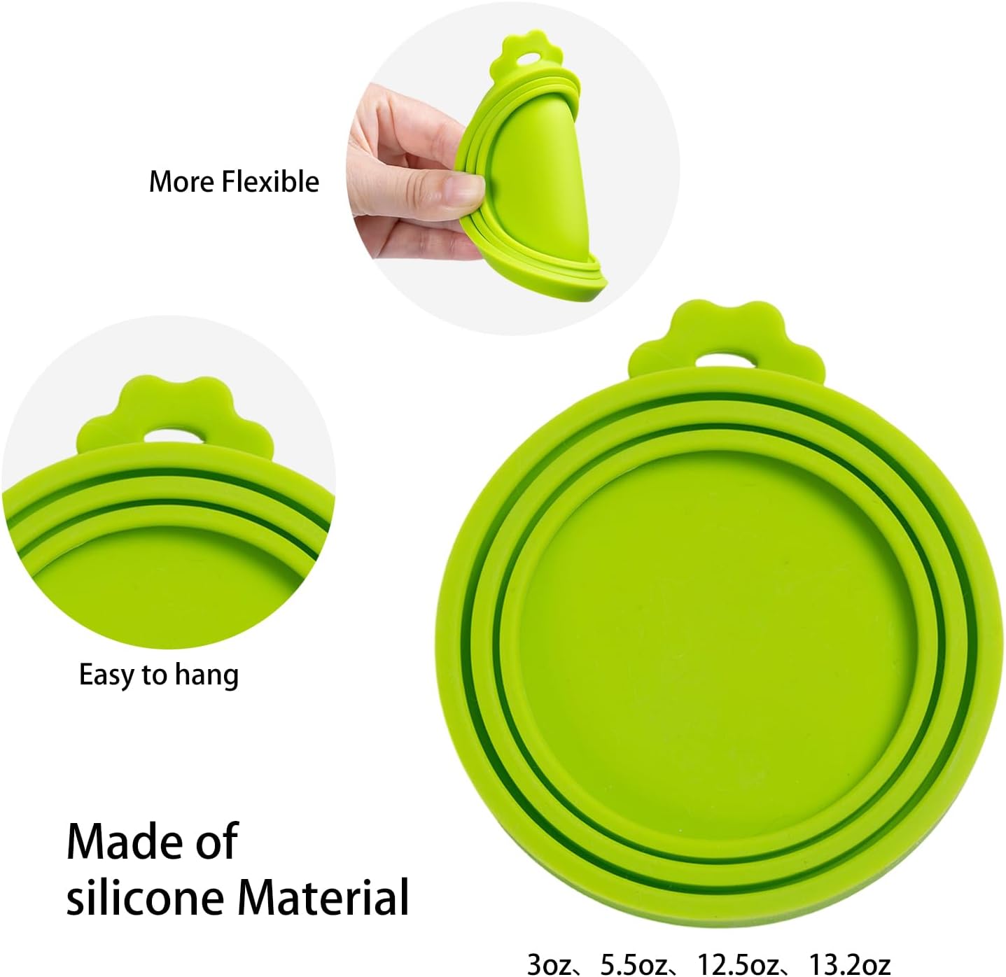 PINE & LINEN 4 Pcs 2.5inch Durable Pet Can Lids, Silicone Small Pet Can Covers Waterproof Cat Food Cans Lids for 3 oz Cat Food Cans（Yellow+Red+Pink+Blue）