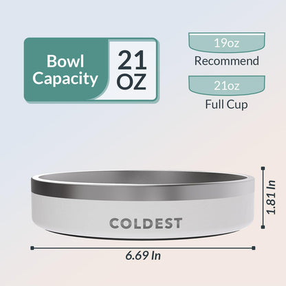 Coldest Dog Bowl - Anti Rust Metal, Non Slip, 3 Layers Insulated Stainless Steel Dog Bowls - Spill Proof & Heavy Duty - Water Bowl for Dogs, Cats & Pets, Dish Washer Safe (21 oz, Stealth Black)