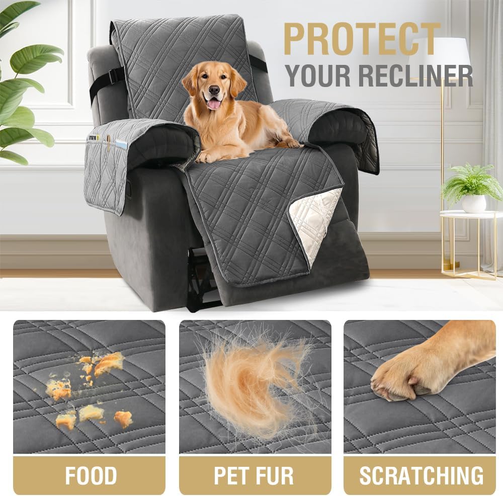 H.VERSAILTEX 100% Waterproof Slipcovers for Couches and Sofas Modern Pet Couch Cover Thick Soft Furniture Protector with Elastic Straps(Sofa, Lily Pad/Beige)