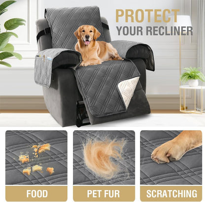 H.VERSAILTEX 100% Waterproof Slipcovers for Couches and Sofas Modern Pet Couch Cover Thick Soft Furniture Protector with Elastic Straps(Sofa, Lily Pad/Beige)