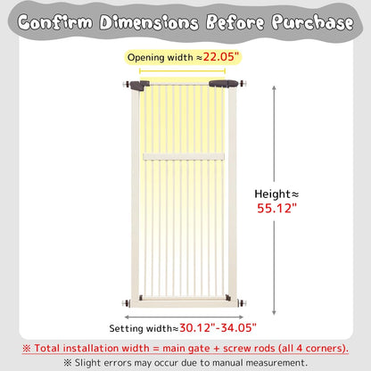 Lumizone Extra Tall Cat Gate 61.02" High Pressure Mounted Extra Wide 30.12"-34.05" (17Sizes) 1.37" Gap No Drilling Auto-Close Tall Pet Gate for Dogs (Black, 30.12"-34.05" W)