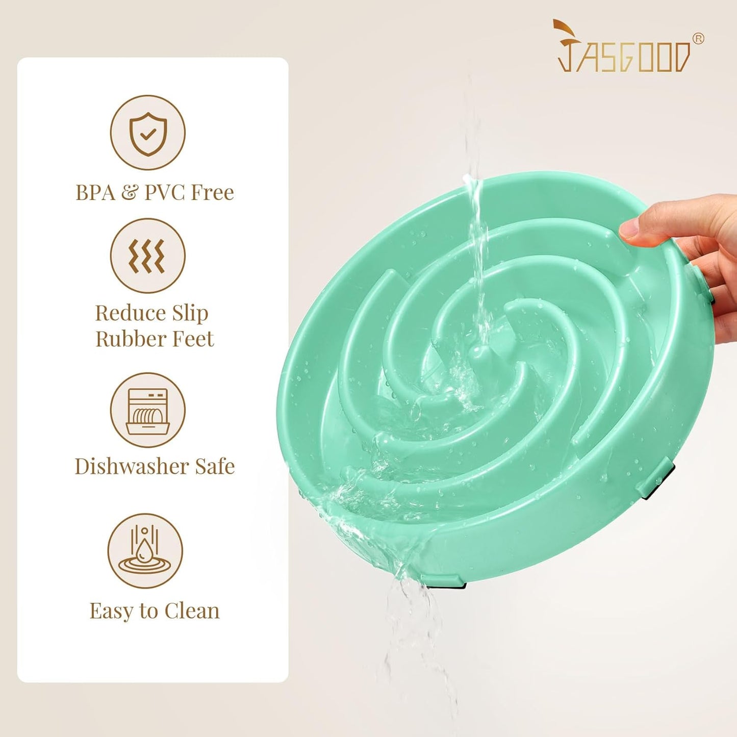 JASGOOD Slow Feeder Dogs Bowl for Large Medium Dogs,Anti-Gulping Pet Slower Food Feeding Bowls Stop Bloat,Preventing Choking