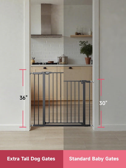 29.5-40.5" Baby Gate for Stairs, Dog Gate for Doorways, Walk Thru Auto Close Metal Baby Safety Gate for The House, Stairs and Doorways, Child Gate Pressure Mounted, Pet Gate for Dog Indoor - Black