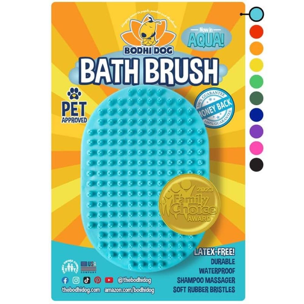Bodhi Dog Shampoo Brush - Pet Grooming & Bath Supplies for Dogs and Cats - Bath Brush for Long & Short Hair - Premium Scrubber for Shower, Bathing & Massage (One Pack, Blue)