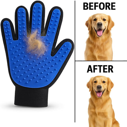 Pet Grooming Gloves for Dogs & Cats – Gentle Hair Remover, Deshedding Bath Mitt, 2-in-1 Brush & Massage, Waterproof & Washable, Blue (1 Pair)