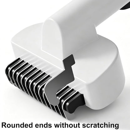 Dog & Cat Brush for Shedding, Self-Cleaning Dematting Comb Undercoat Rake, Deshedding Grooming Tool for Long & Medium Haired Pets, Removes Tangles Mats Loose Fur