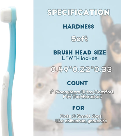 Small Dog Toothbrush, Cat & Puppy Tooth Brushing Kit, Ultra Soft & Mini Head Teeth Brush for Kitten & Tiny Pet, Doggy Toothbrushes Deep Dental Cleaning, 2 PCS - Pink Color