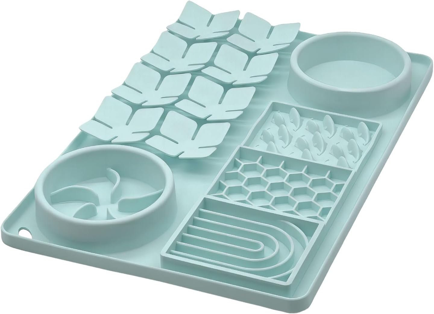 Slow Feeder Bowl, Silicone Lick Mat with Suction Cups for Dog Cat, Snuffle Mat for Pet Smell Training, Puzzle Toys for Bored Puppy, Interactive Sniff Mat for Slow Eating and Keep Busy, Green