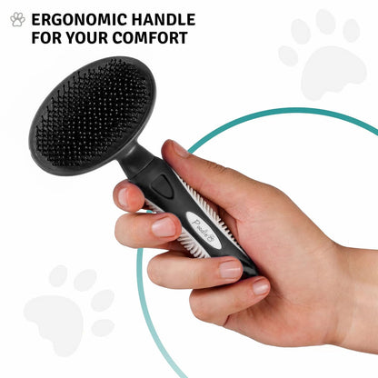 Round Bristle Pet Brush for Dogs and Cats - Soft Dog Brush for Grooming Short or Long Hair - Gentle Tool for Sensitive Skin Removes Dander, Dirt, and Detangles (Purple)