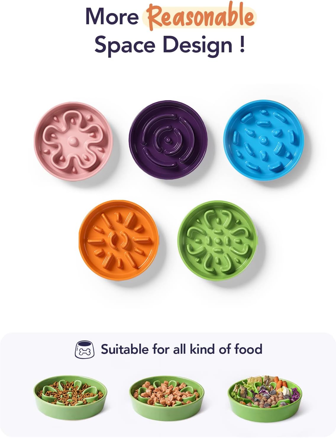 LE TAUCI Dog Bowls Slow Feeder Ceramic, 1.5 Cup Slow Feeding Bowl for Small and Medium Breed, Puzzle Dog Food Bowl for Fast Eater, Maze Purple