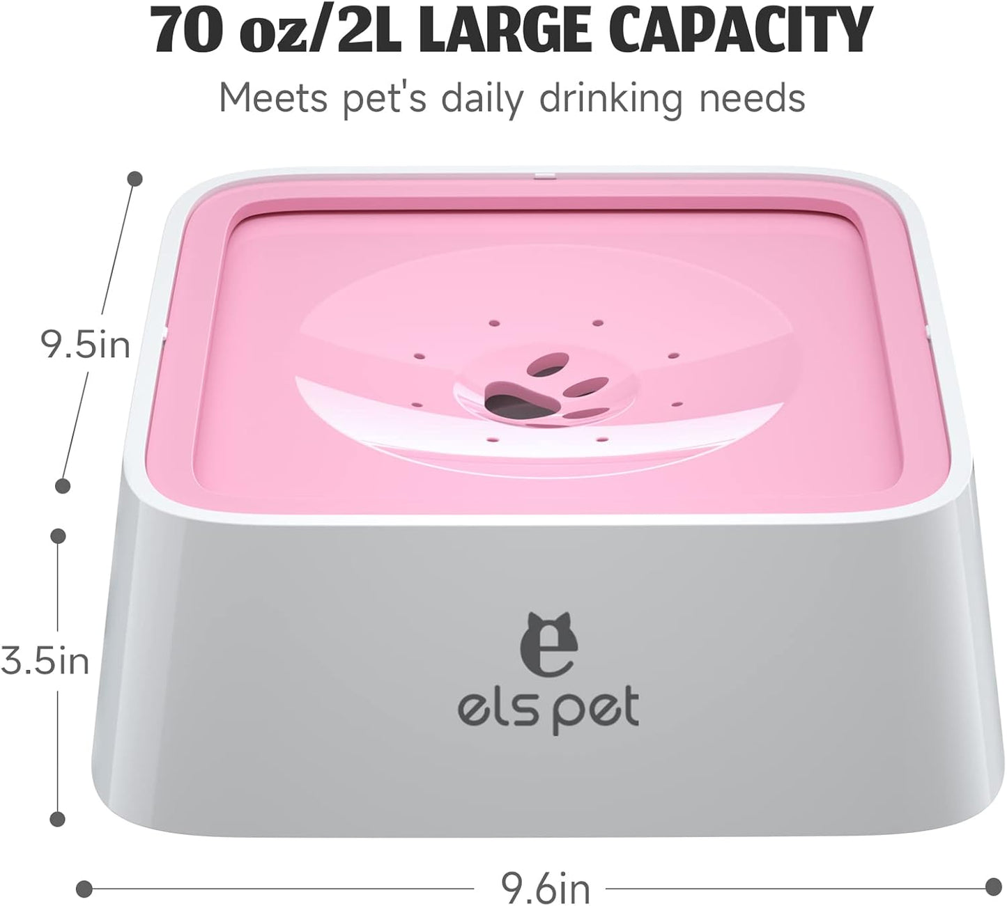 ELS PET Travel Bowl, No Spill, No Drip Slow Water Feeder/Dispenser for Dogs, Cats, 35oz/1L, Splash Proof Travel Bowl for Crate and Car, Keeps Floor & Beard Dry, Dishwasher Safe (Grey)
