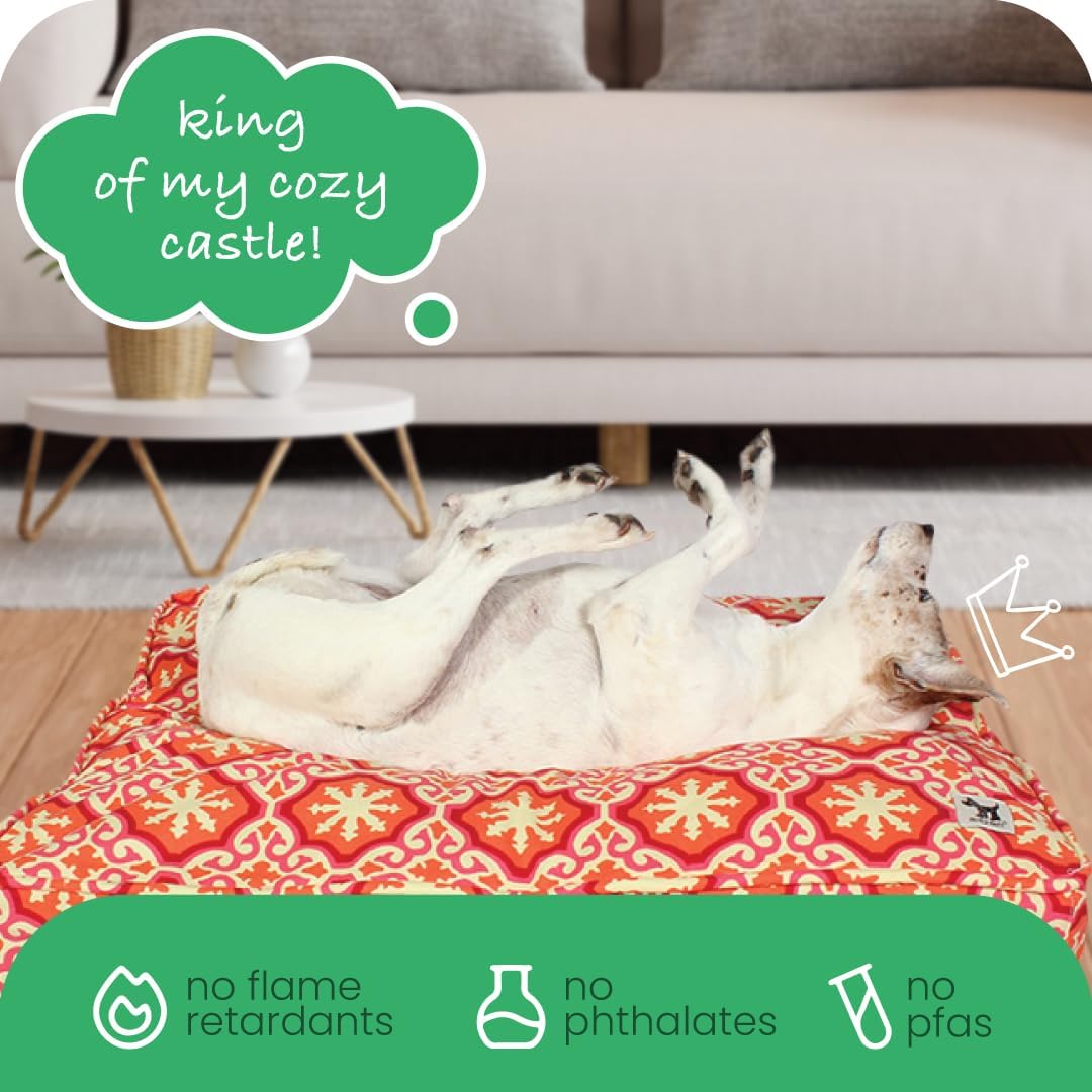 Molly Mutt Medium to Large Dog Bed Cover- Forever Young Print - Measures 27”X36”X5’’ - 100% Cotton - Durable - Breathable - Sustainable - Machine Washable Dog Bed Cover (Dd82b)