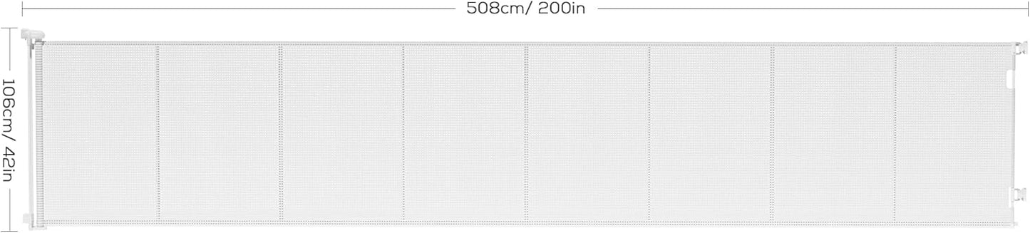 Retractable Baby Gate for Stairs, 42" Tall X 200" Wide Mesh Dog Gate Indoor, Child Gate for Doorways, Hallways, Deck, Indoor Outdoor Pet Baby Safety Essentials for Home, Black