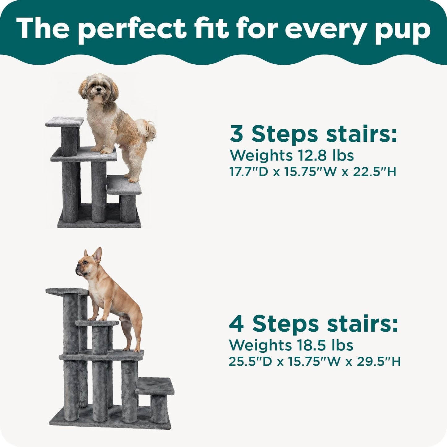 Furhaven Steady Paws Multi-Step Pet Stairs for High Beds & Sofas - Cream, 3-Step