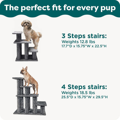 Furhaven Steady Paws Multi-Step Pet Stairs for High Beds & Sofas - Cream, 3-Step