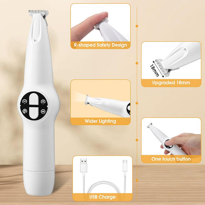Palksky Dog Clippers for Grooming - 2 in1 Upgraded Electric Dog Paw Trimmer with Nail Grinder, Rechargeable Waterproof Paw Trimmer with Led Display for Dogs Paws, Ears, Face, Rump & Eyes
