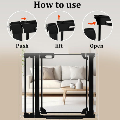 WAOWAO Clear Baby Gate for Stairs Modern Design Acrylic Auto Close Pet Gate, 29.52-37.79" Wide Safety Baby Gate for Doorways,White Clear Dog Gates Indoor, Hallways,Kitchen