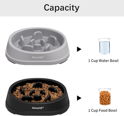 MateeyLife Slow Feeder Dog Bowls 2PCS, Anti-Choking Puzzle Dog Food Bowls, Anti-Slip Interactive Feeding Slow Down Eating, Bloat Stop Maze Dishes for Medium Breeds Pink&Purple