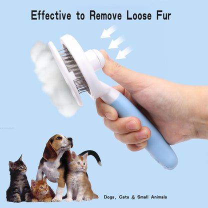 Pet Self Cleaning Slicker Brush-Shedding Slicker Brush for Dogs & Cats & Haired Small Pets, Suitable Short, Medium, and Long for Shedding & Haired Pets- Comfortable Grooming (pink)