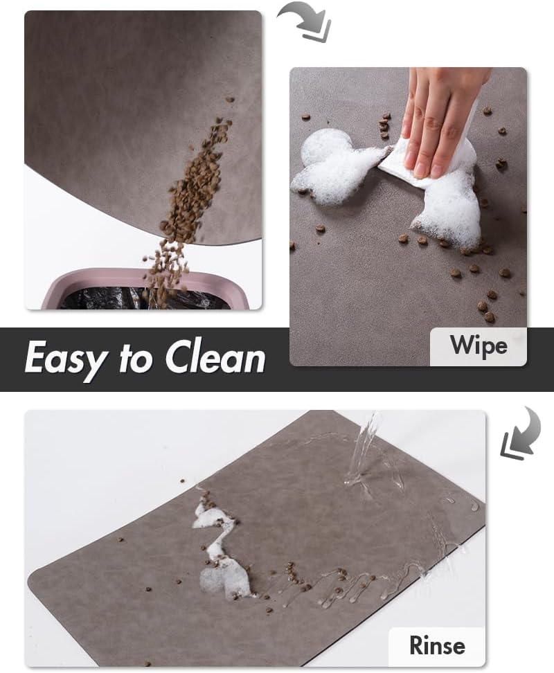 MontVoo Dog Food Mat-Pet Feeding Mat for Food and Water-No Stains Quick Dry Dispenser Cat Bowl Mat for Messy Drinkers(12"x19" Dark Grey)