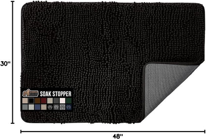 GORILLA GRIP SoakSTOPPER Dog Door Mat, 30x20 Machine Washable Rug Absorbent Doormat Captures Moisture Mud Dirt, Quick Dry Soft Chenille Entryway Rugs Indoor Entrance Mats for Dog Paws, Paw Grey
