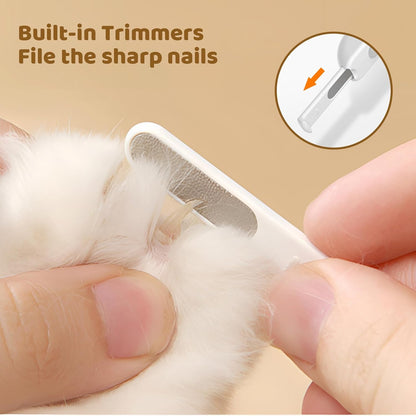 Odoland Cat Nail Clipper with LED Light and Nail File, Dog Claw Trimmer with Bright Light to Avoid Excessive Cutting - Pet Grooming Tool for Tiny Dog Cat Kitten Bunny Rabbit Pink
