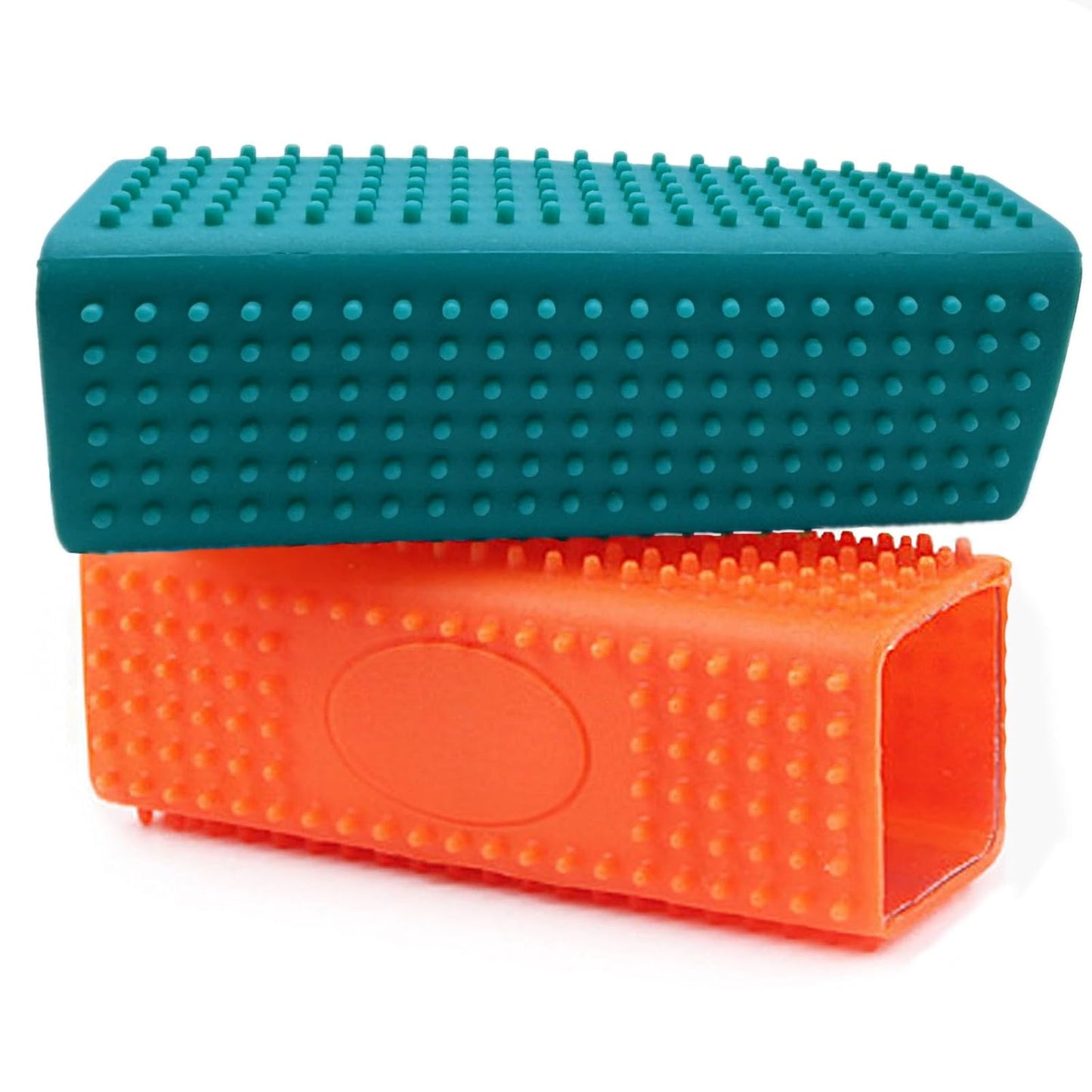 2 Pieces Pet Dog Cat Hair Remover, Block Roller Cleaner, Hollow Silicone Cleaner Brush for Sofa, Car Interiors, Furnishings, Carpets, Bedding or Any Fabric (Orange, Blue)