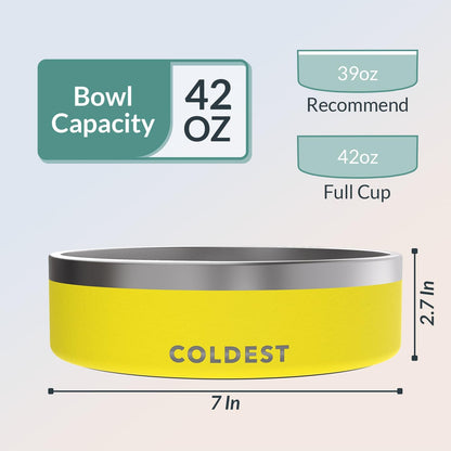 Coldest Dog Bowl - Anti Rust Metal, Non Slip, 3 Layers Insulated Stainless Steel Dog Bowls - Spill Proof & Heavy Duty - Water Bowl for Dogs, Cats & Pets, Dish Washer Safe (21 oz, Stealth Black)