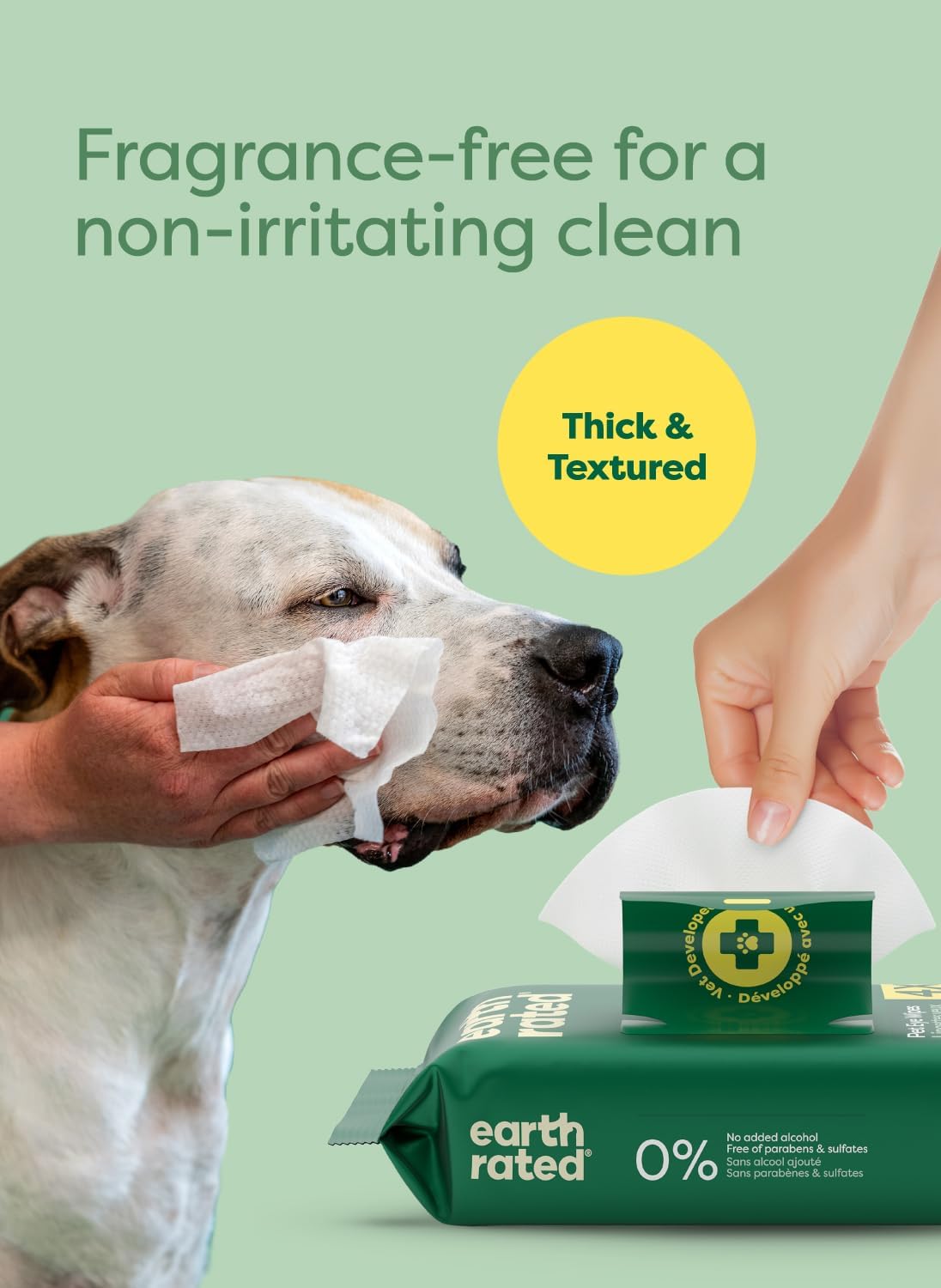 Earth Rated Dog Wipes, Hypoallergenic, Cleaning and Hydrating, for Grooming Paws, Body and Butt, Lavender Scented, 400 Count