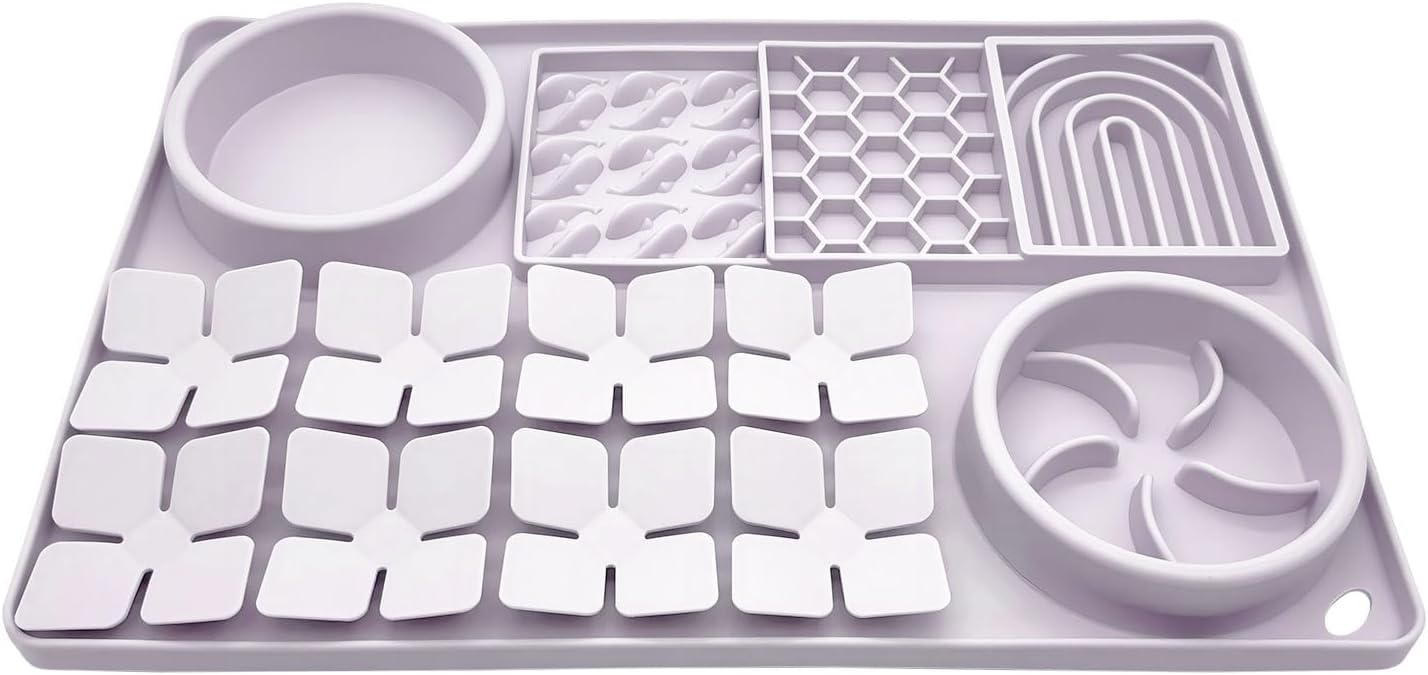 Slow Feeder Bowl, Silicone Lick Mat with Suction Cups for Dog Cat, Snuffle Mat for Pet Smell Training, Puzzle Toys for Bored Puppy, Interactive Sniff Mat for Slow Eating and Keep Busy, Green