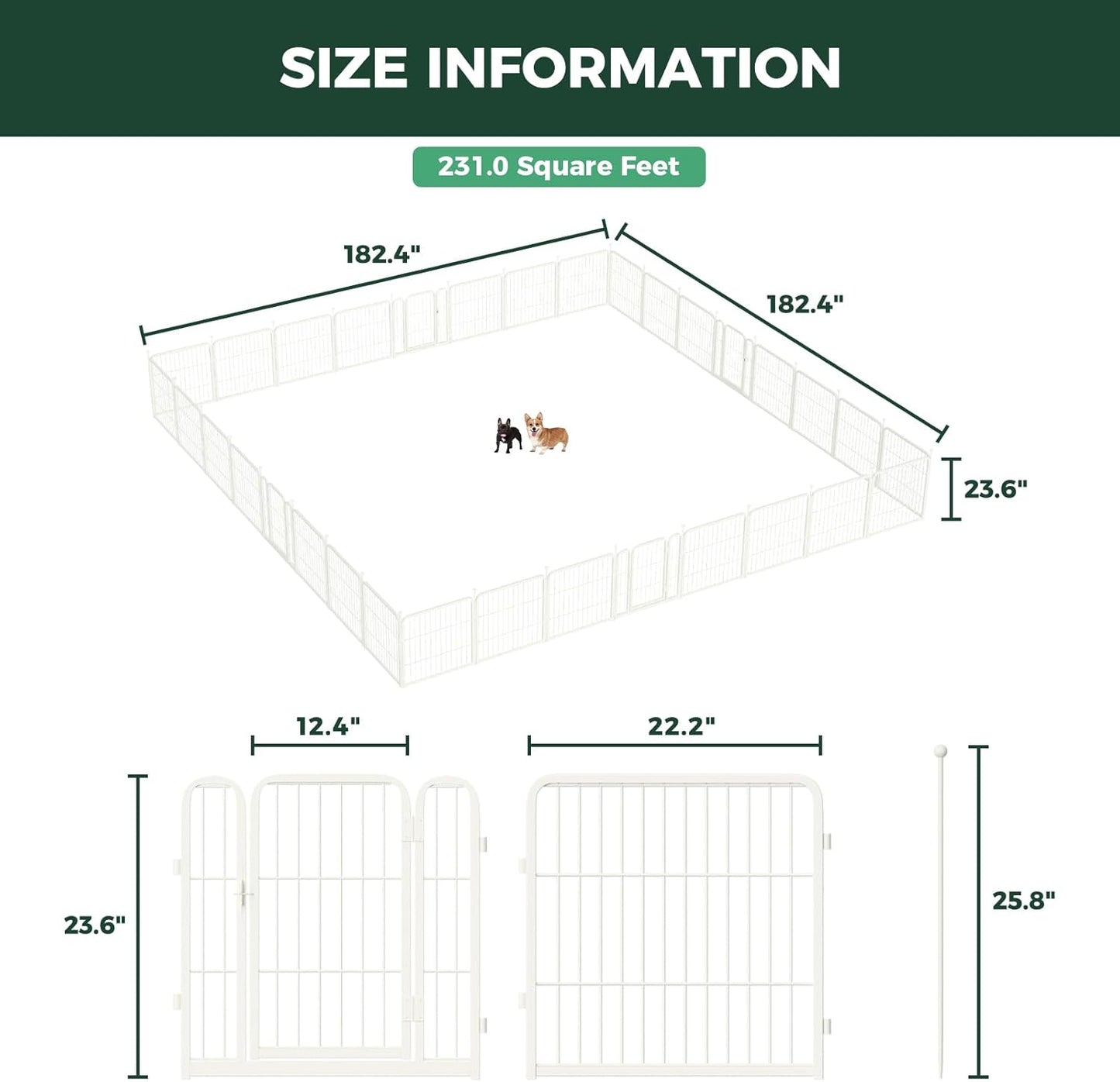 FXW Rollick Unleashed Dog Playpen for Indoor, Yard, RV Camping, 24 inch 8 Panels for Small and Puppy Dogs, Black│Patented