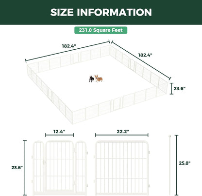 FXW Rollick Unleashed Dog Playpen for Indoor, Yard, RV Camping, 24 inch 8 Panels for Small and Puppy Dogs, Black│Patented