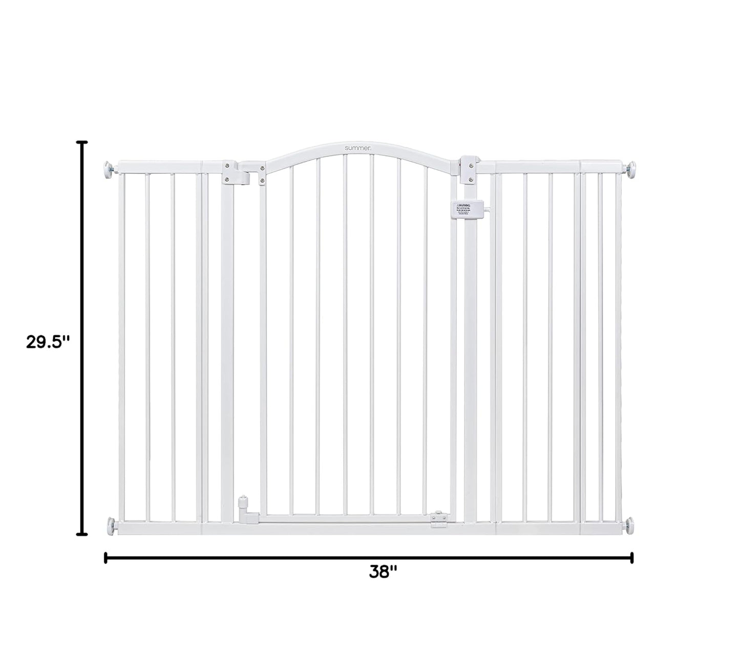 Ingenuity Extra Tall & Wide Safety Pet and Baby Gate, 29.5"-53" Wide, 38" Tall, Pressure or Hardware Mounted, Install on Wall or Banister in Doorway or Stairway, Auto Close Walk-Thru Door - White
