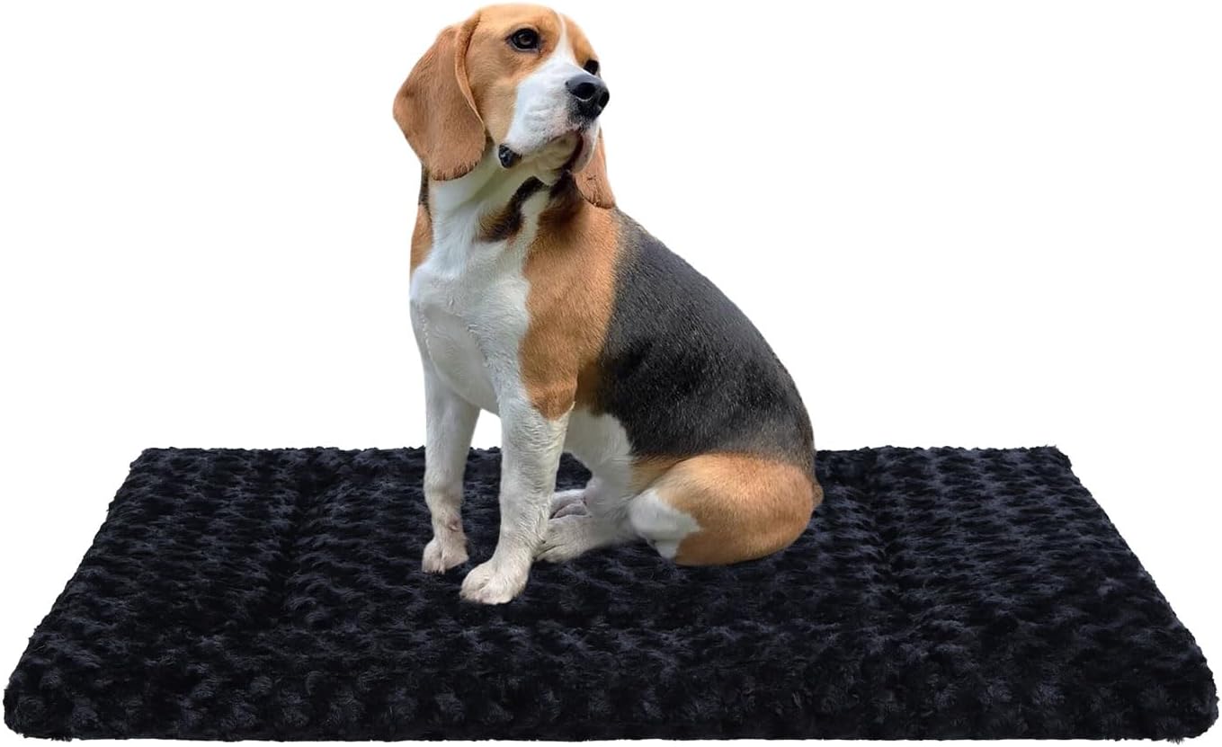 Washable Dog Bed Mat Ultra Soft Dog Crate Pad Comfy Fluffy Pet Kennel Beds Sleeping Mattress for Large Jumbo Medium Small Dogs, 36 x 23 Inch, Gray