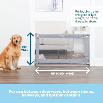 Carlson Pet Products 50" Extra Wide Retractable Dog Gate for Doorways & Bottom of Stairs, Easy Install Pet Gate, Gray