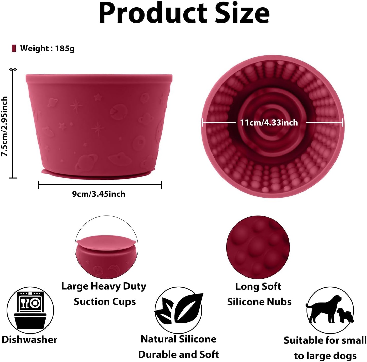 Dog Slow Feeder Lick Bowl - Non-Slip Licking Treat Dispenser for Small Medium Large Dogs, Promotes Anxiety Relief & Prevents Choking, Easy to Clean Feeding Bowl (Green, S)