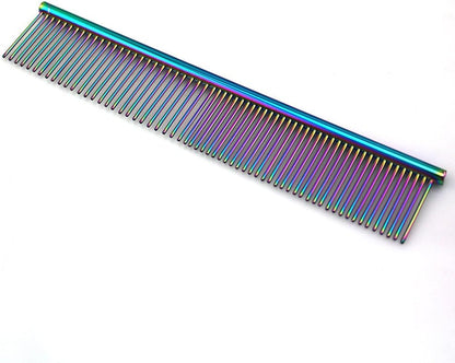 ZoCr Stainless Steel Pet Comb for Dogs Cats, Pet Grooming Comb with Different Spaced Rounded Teeth (Golden)