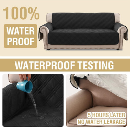 H.VERSAILTEX 100% Waterproof Slipcovers for Couches and Sofas Modern Pet Couch Cover Thick Soft Furniture Protector with Elastic Straps(Sofa, Lily Pad/Beige)