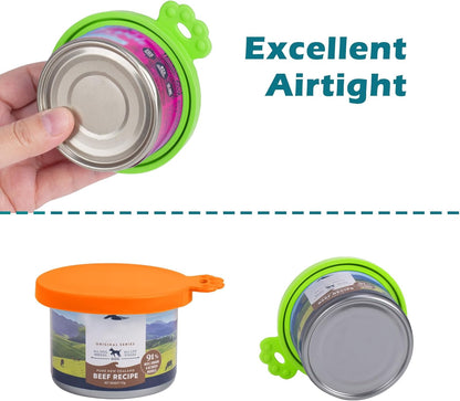 PetBonus 3 Pack Silicone Pet Can Cover Lids, Universal Size for Dog Cat Food, 1 fit 3 Standard Size Can Tops, BPA Free Dishwasher Safe (Blue, Green, Orange)