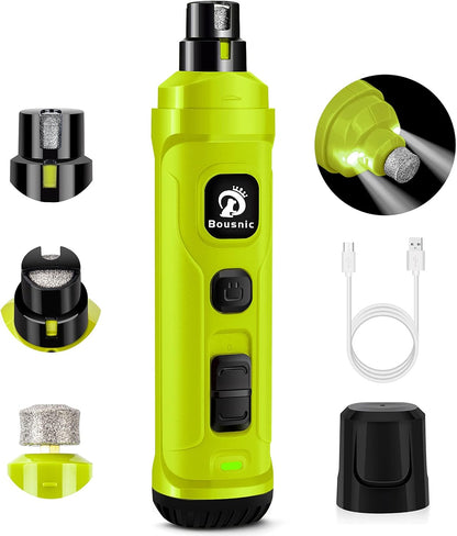 BOUSNIC Dog Nail Grinder with 2 LED Light - Super Quiet Pet Nail Grinder Powerful 2-Speed Electric Dog Nail Trimmer File Toenail Grinder for Puppy Small Medium Large Breed Dogs & Cats (Purple)