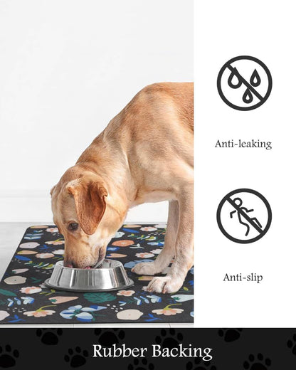 PADOOR Pet Feeding Mat-Absorbent Dog Mat for Food and Water Bowl-No Stains Easy Clean Dog Food Mat-Quick Dry Water Dispenser-Puppy Supplies Accessories