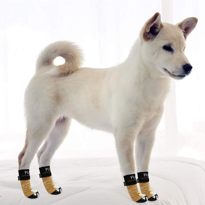 PUPTECK Anti-Slip Dog Socks with Double Sides Grips for Small Medium Large Dogs Hardwood Floors Prevents Licking, Dog Shoes for Hot Pavement Traction Control Paw Protector for Senior Dogs, Grey L