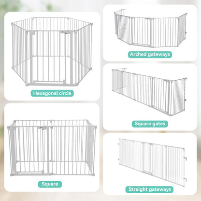 COMOMY 198" Baby Gate Extra Wide, Dog Gate Pet Gate for House Stairs Doorways Fireplace, 3 in 1 Play Yard Child Safety Gate, Auto Close, Hardware Mounted (30" Tall, Black)