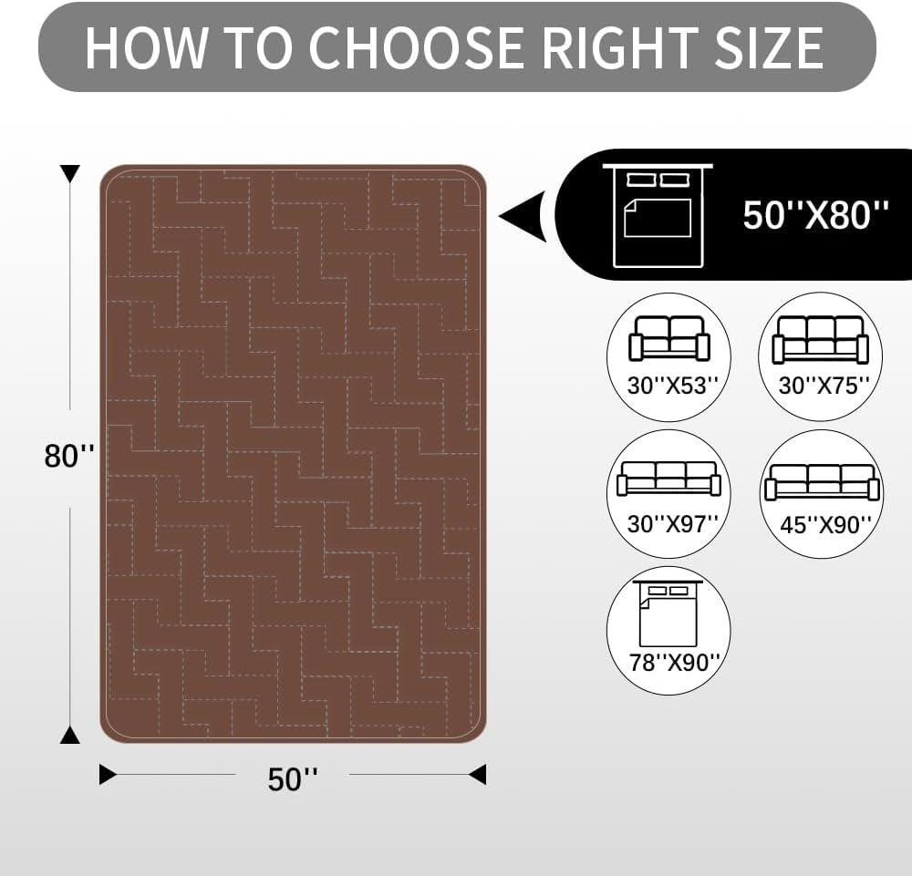 fuguitex Waterproof Dog Bed Cover Couch Cover, Anti-Slip Cat Mat Pet Pad Blanket for Sofa Chair Recliner Furniture Protrctor