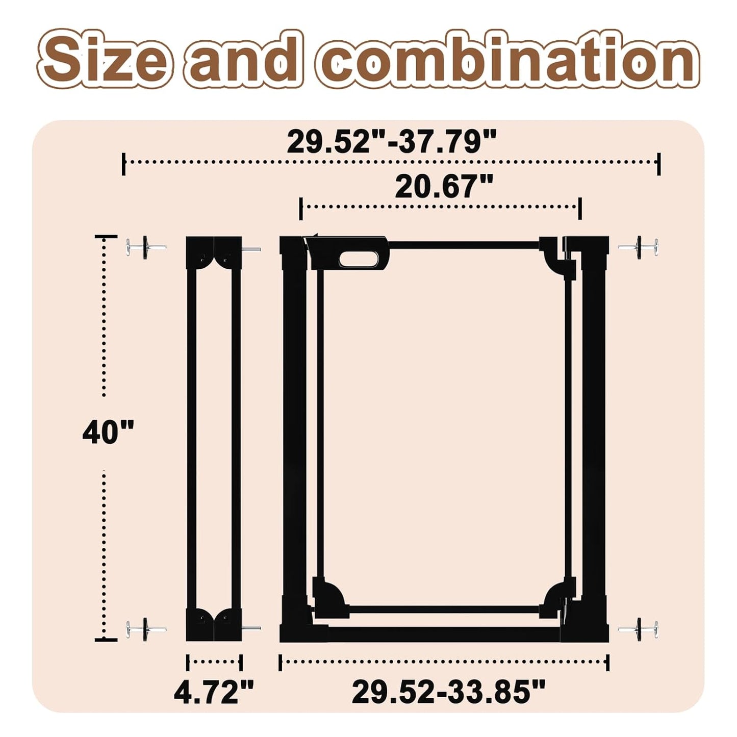 WAOWAO Clear Baby Gate for Stairs Modern Design Acrylic Auto Close Pet Gate, 29.52-37.79" Wide Safety Baby Gate for Doorways,White Clear Dog Gates Indoor, Hallways,Kitchen