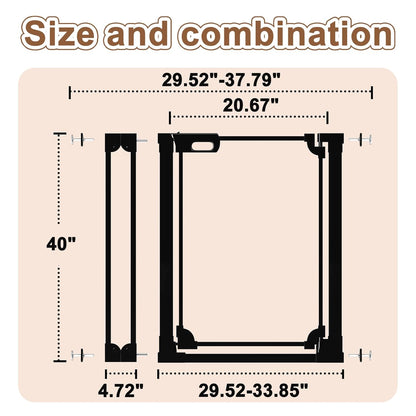 WAOWAO Clear Baby Gate for Stairs Modern Design Acrylic Auto Close Pet Gate, 29.52-37.79" Wide Safety Baby Gate for Doorways,White Clear Dog Gates Indoor, Hallways,Kitchen