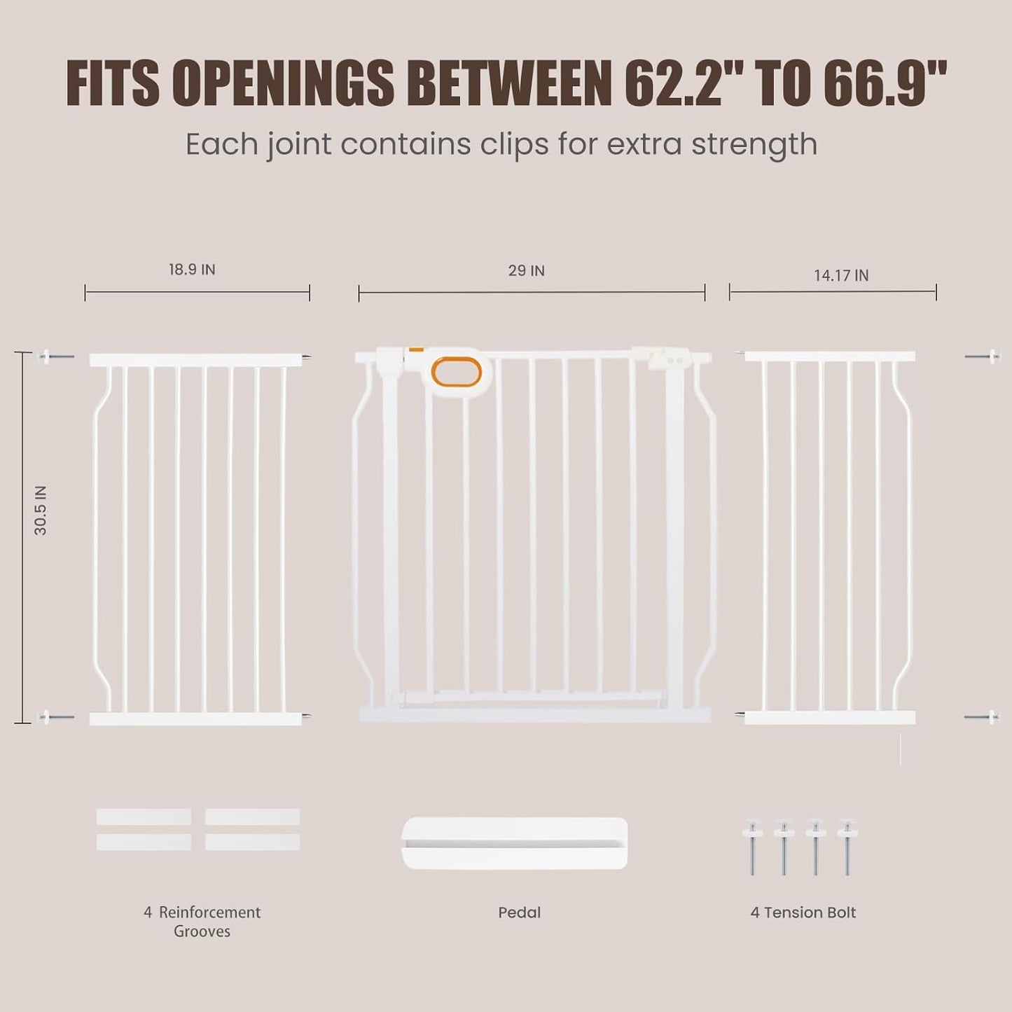 Extra Wide Baby Gate with Door Pressure Mounted 57.5-62.2 Inch,Child Dog Baby Safety Gates for Doorways,Walk Through Dog Gate Indoor for The House Kitchen Stairs No Drilling,Black